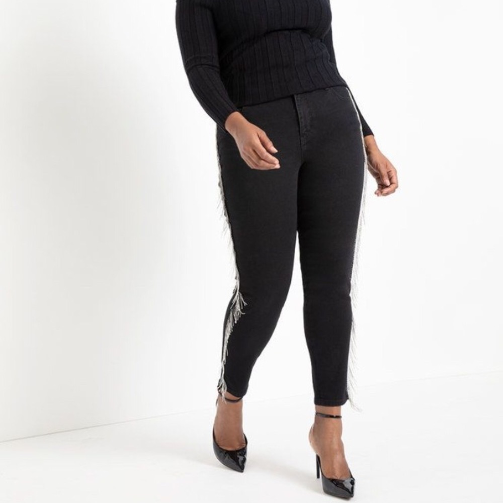 Eloquii Skiny Jeans with Fringe